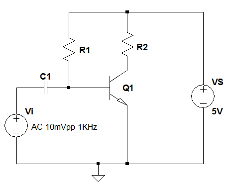 Simple BJT Common Emitter Amplifier